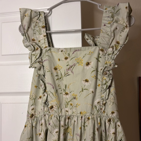 H&M Conscious Wildflower Tie Back Dress Green Floral Meadow - Picture 5 of 11